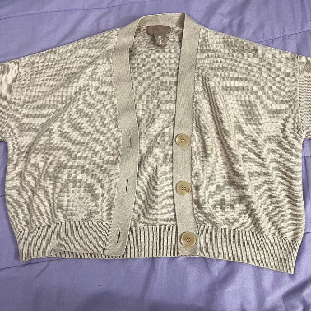beige button up cardigan